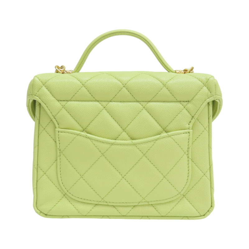 牛油果綠 菱格紋 牛皮 小型化妝包 鏈帶肩背包【CHANEL 香奈兒】-1
