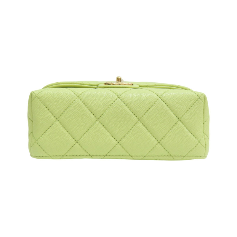 牛油果綠 菱格紋 牛皮 小型化妝包 鏈帶肩背包【CHANEL 香奈兒】-3