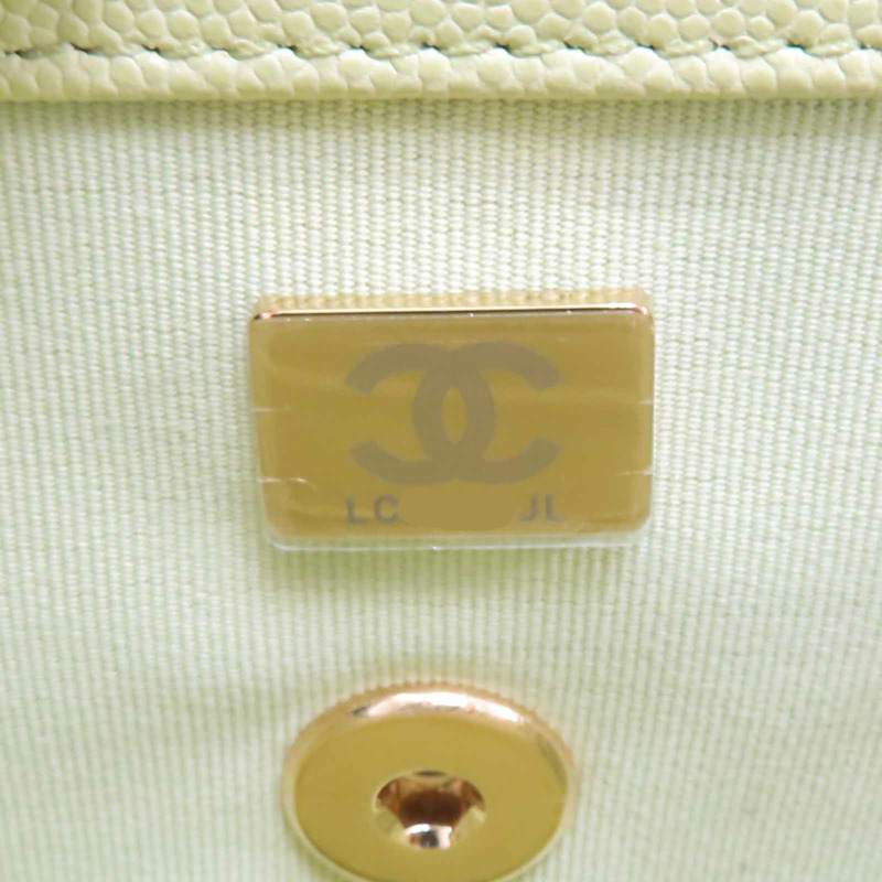 牛油果綠 菱格紋 牛皮 小型化妝包 鏈帶肩背包【CHANEL 香奈兒】-7