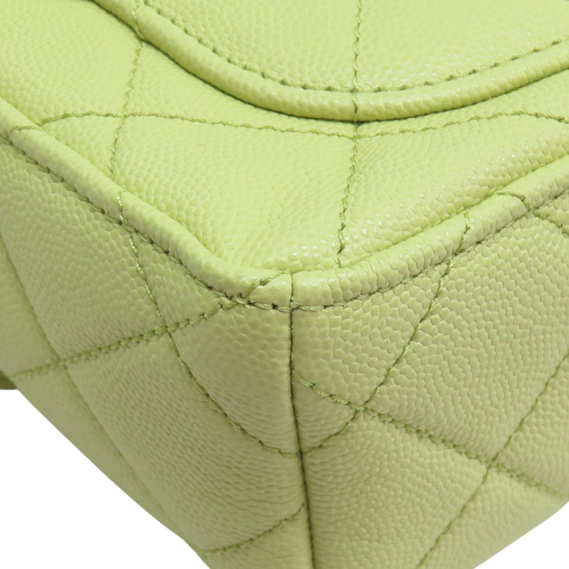 牛油果綠 菱格紋 牛皮 小型化妝包 鏈帶肩背包【CHANEL 香奈兒】-9