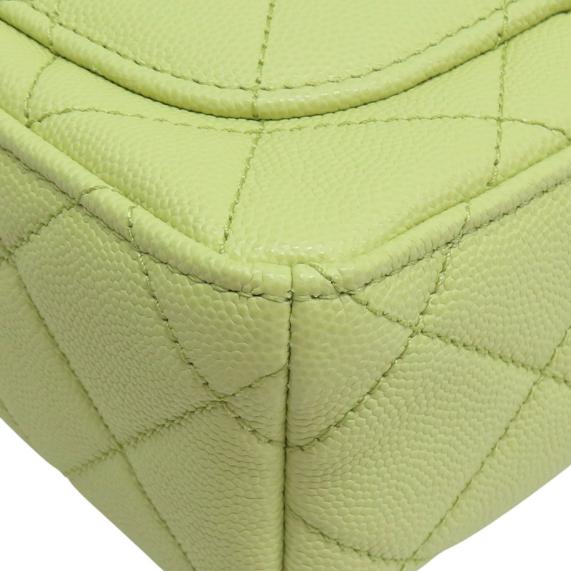 牛油果綠 菱格紋 牛皮 小型化妝包 鏈帶肩背包【CHANEL 香奈兒】-10