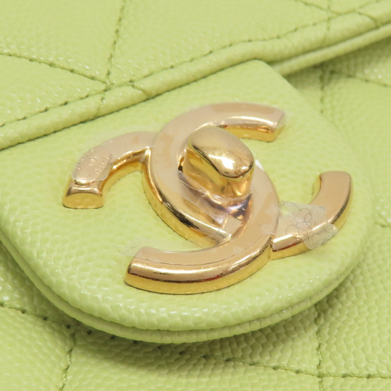 牛油果綠 菱格紋 牛皮 小型化妝包 鏈帶肩背包【CHANEL 香奈兒】-13