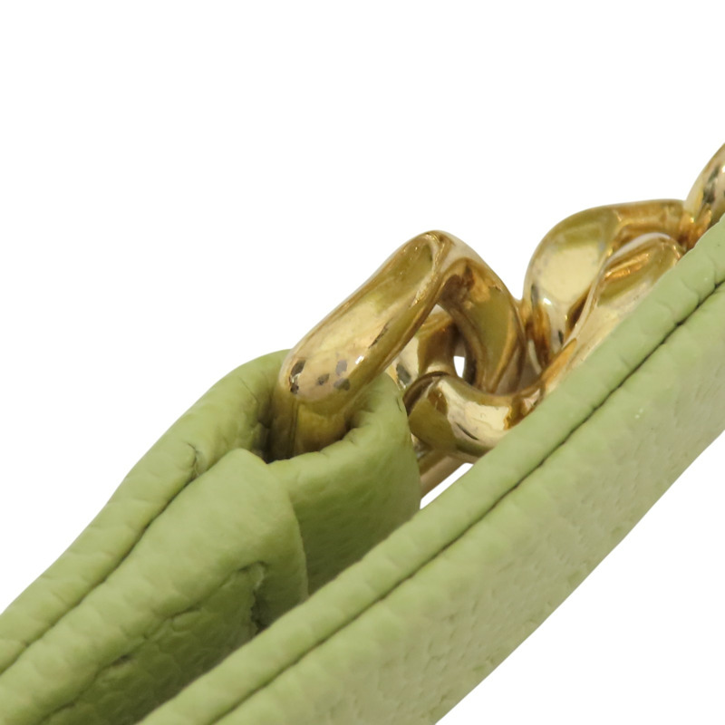 牛油果綠 菱格紋 牛皮 小型化妝包 鏈帶肩背包【CHANEL 香奈兒】-16