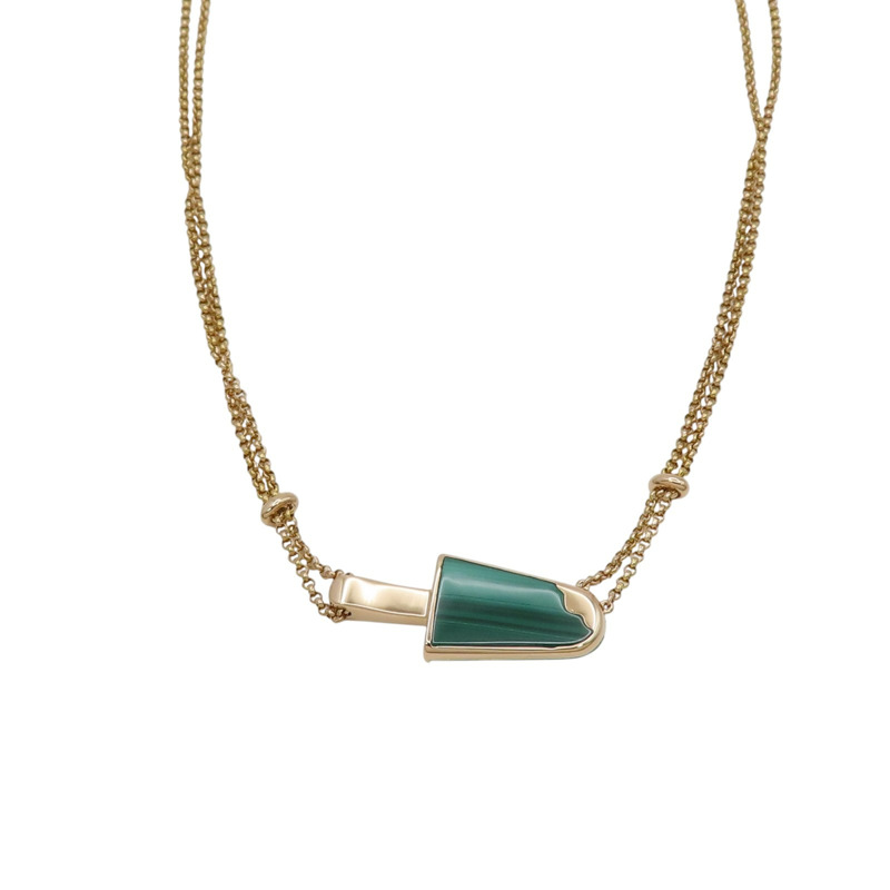 18K玫瑰金 孔雀石綠 鑽石 BVLGARI BVLGARI Gelati 項鍊【BVLGARI 寶格麗】 356186-3