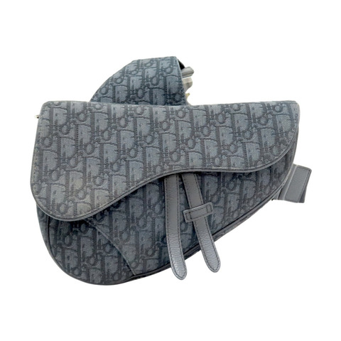 灰黑色 緹花帆布 SADDLE 馬鞍包 肩背包【Dior 迪奧】  1ADPO093YKY