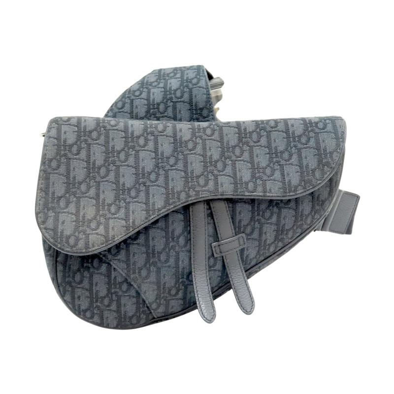 灰黑色 緹花帆布 SADDLE 馬鞍包 肩背包【Dior 迪奧】 1ADPO093YKY-0