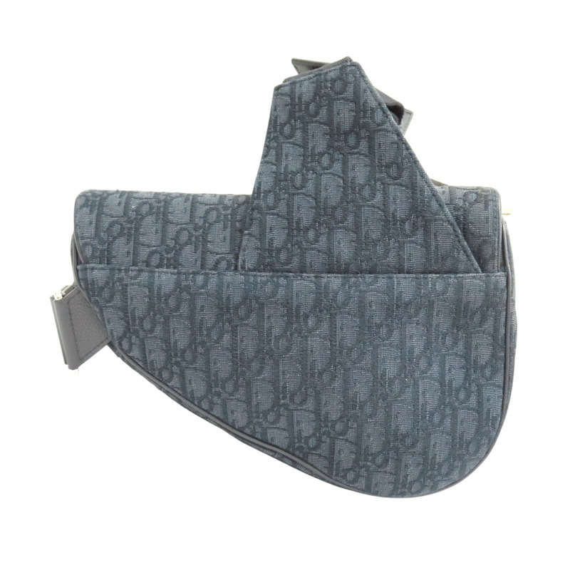 灰黑色 緹花帆布 SADDLE 馬鞍包 肩背包【Dior 迪奧】 1ADPO093YKY-1