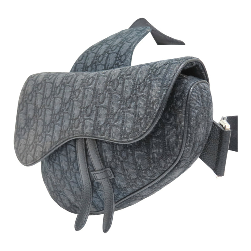 灰黑色 緹花帆布 SADDLE 馬鞍包 肩背包【Dior 迪奧】 1ADPO093YKY-2