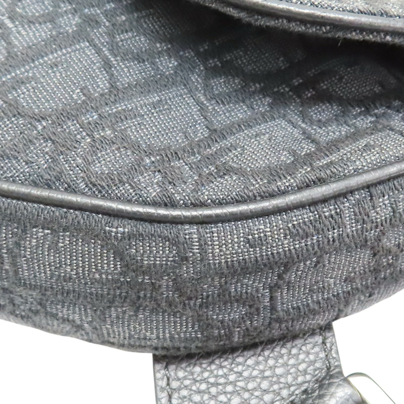 灰黑色 緹花帆布 SADDLE 馬鞍包 肩背包【Dior 迪奧】 1ADPO093YKY-11