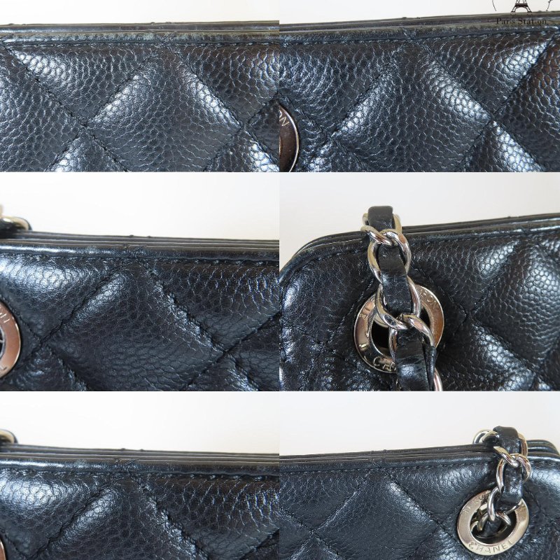 【巴黎站二手名牌專賣店】＊現貨＊CHANEL 香奈兒 真品* 黑色菱格紋荔枝牛皮雙C LOGO橫式鍊肩背包-7