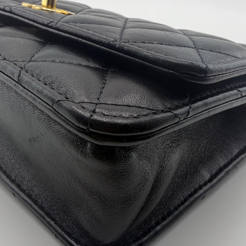 香奈兒黑金 Woc 單肩斜挎包-13