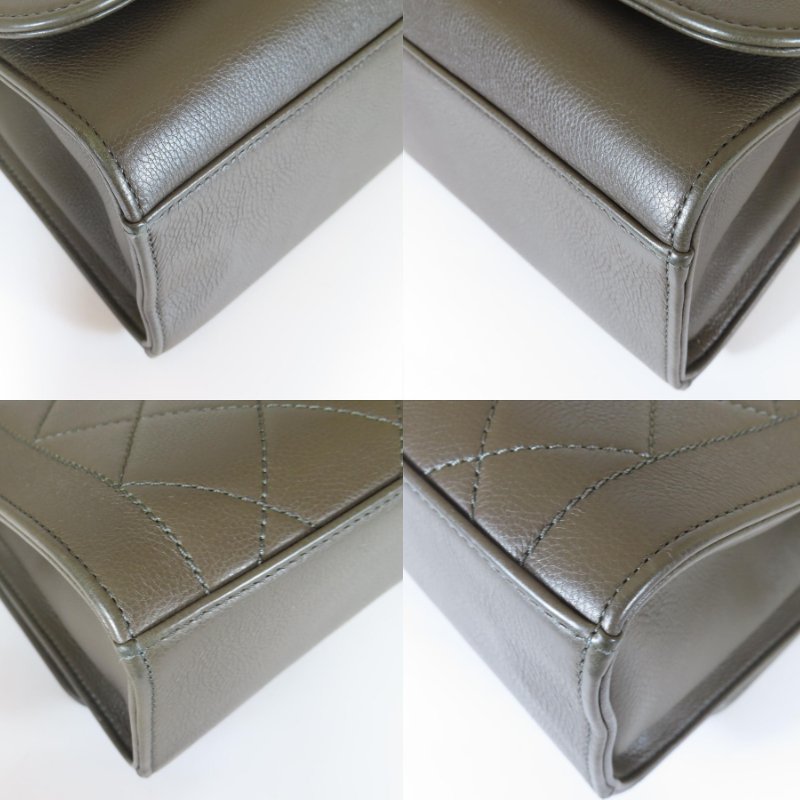 【巴黎站二手名牌專賣店】*現貨*CHANEL 香奈兒 真品* 橄欖綠前金牌掀蓋釦式手提兩用鏈包-4