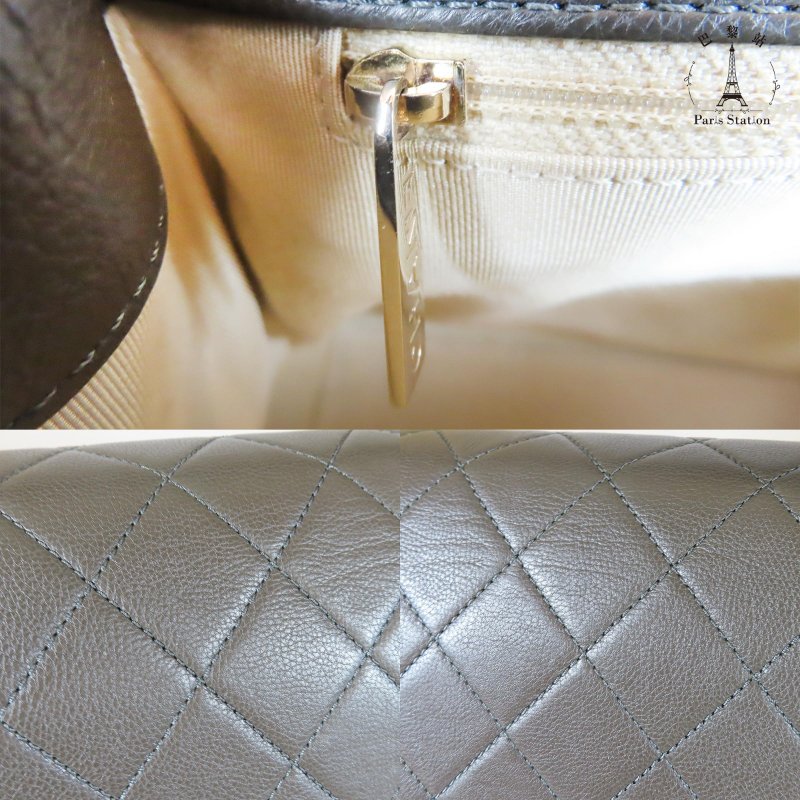 【巴黎站二手名牌專賣店】*現貨*CHANEL 香奈兒 真品* 橄欖綠前金牌掀蓋釦式手提兩用鏈包-7