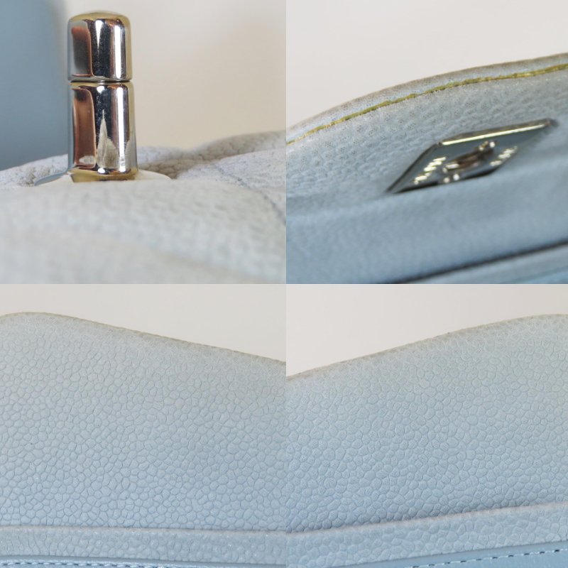 【巴黎站二手名牌專賣店】*現貨*CHANEL香奈兒真品*灰色菱格紋荔枝皮革JUMBO銀雙C 斜背肩背鍊包-6