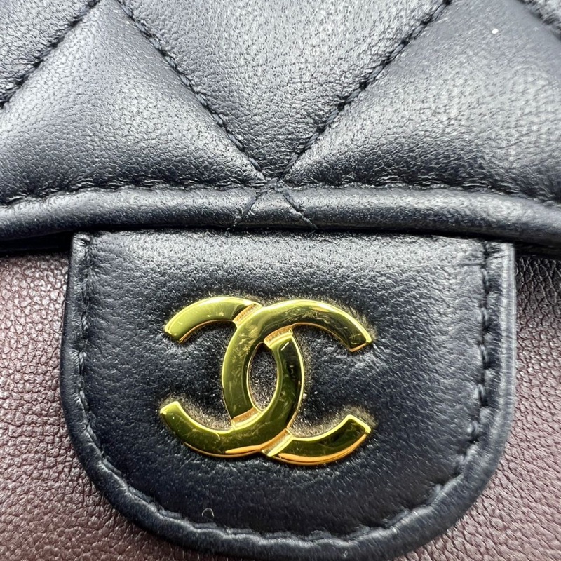 香奈兒黑金菱格紋錢包-2