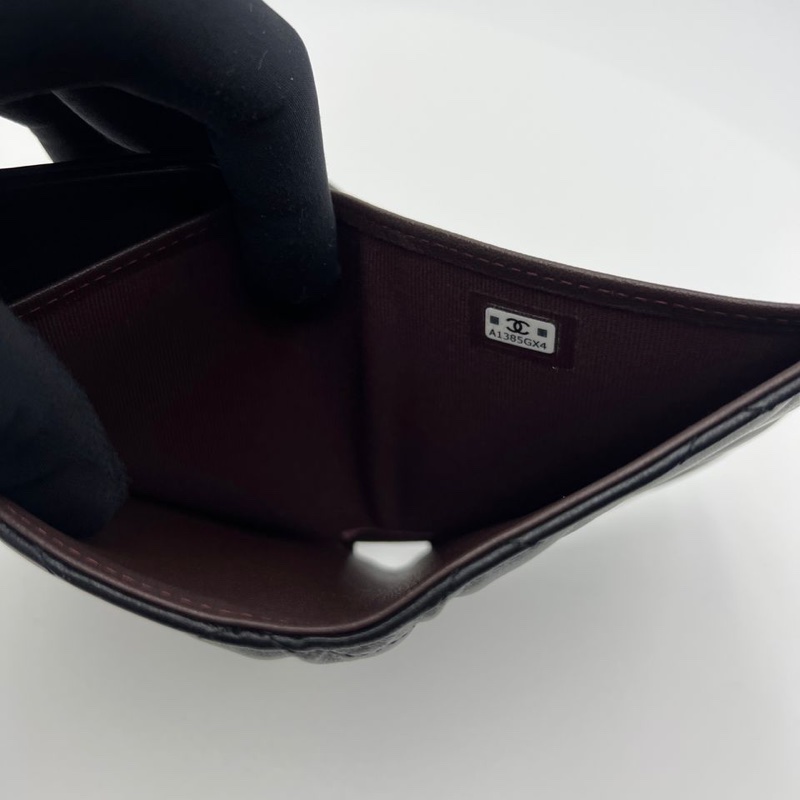 香奈兒黑金菱格紋錢包-12