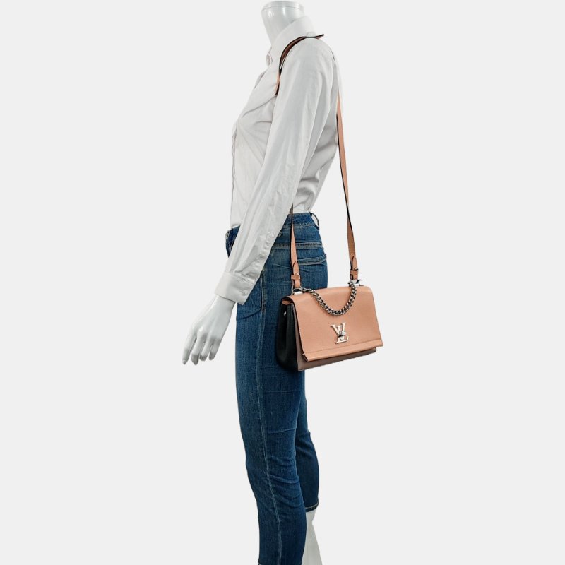 LOUIS VUITTON LOCKME BB 多色牛皮單肩包手提包斜挎包銀色五金可拆卸肩帶-1