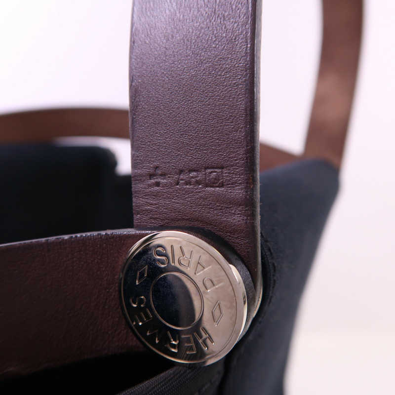 HERMES 帆布Cabag銀扣手挽肩背兩用袋-6