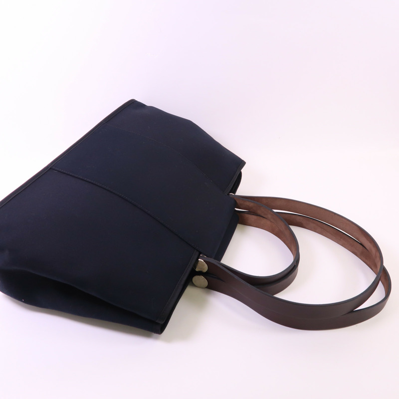 HERMES 帆布Cabag銀扣手挽肩背兩用袋-7