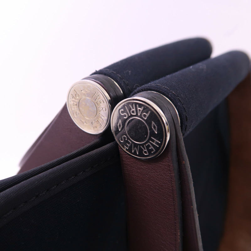 HERMES 帆布Cabag銀扣手挽肩背兩用袋-14