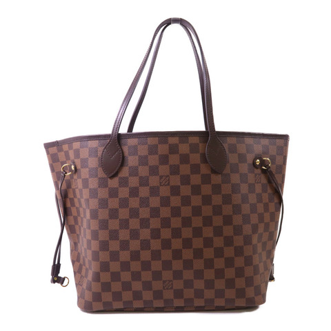 LOUIS VUITTON Damier Neverfull MM金扣肩背袋/手挽袋