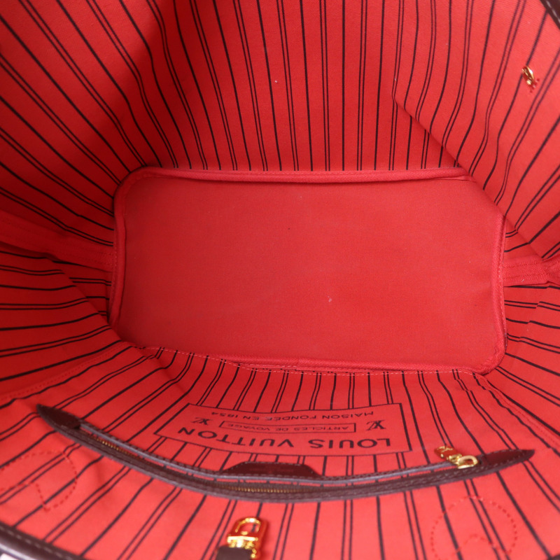 LOUIS VUITTON Damier Neverfull MM金扣肩背袋/手挽袋-4