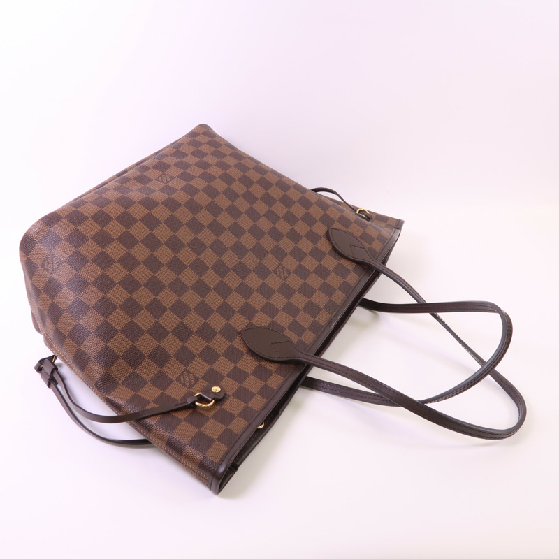 LOUIS VUITTON Damier Neverfull MM金扣肩背袋/手挽袋-6