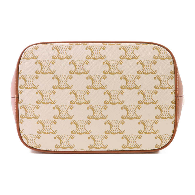 CELINE 塗層帆布Triomphe Small Bucket Bag金扣肩背袋-3