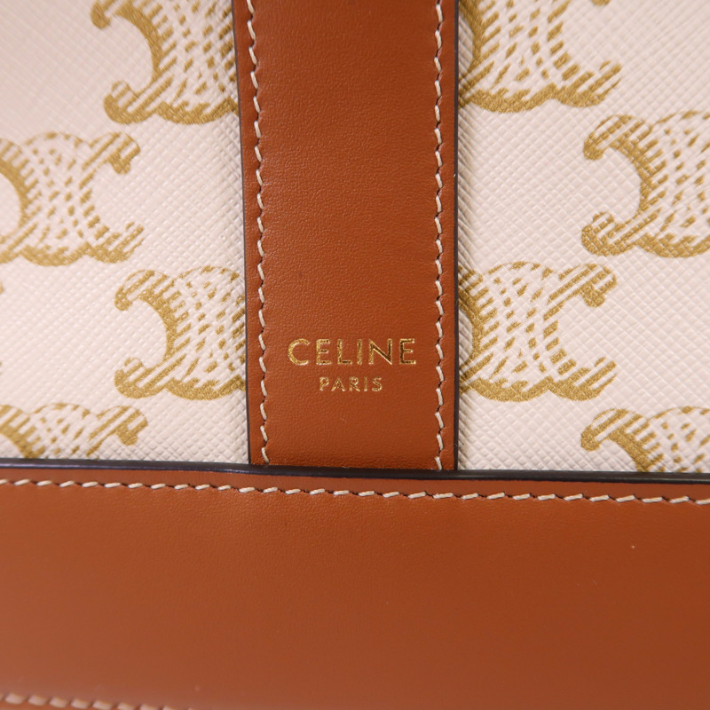 CELINE 塗層帆布Triomphe Small Bucket Bag金扣肩背袋-5