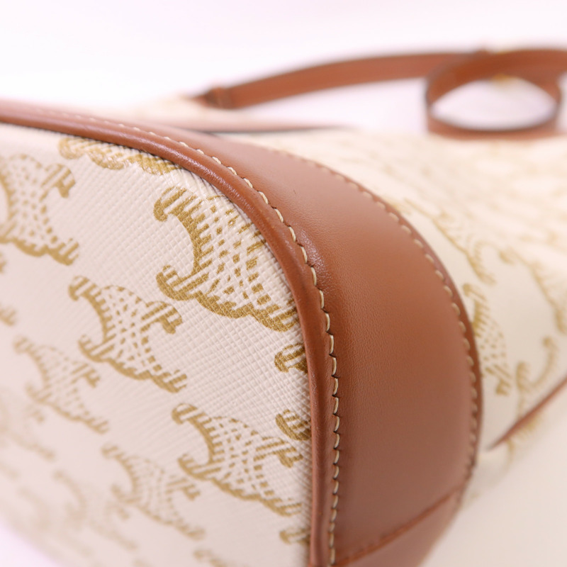 CELINE 塗層帆布Triomphe Small Bucket Bag金扣肩背袋-9