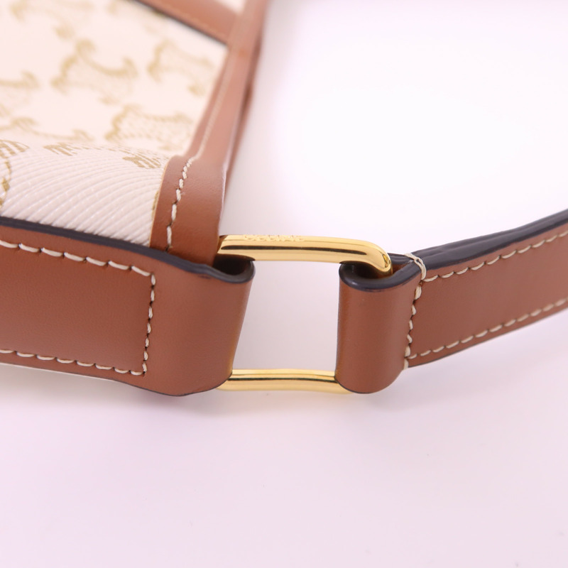 CELINE 塗層帆布Triomphe Small Bucket Bag金扣肩背袋-13