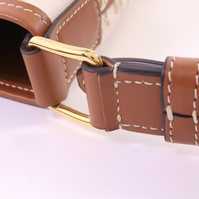 CELINE 塗層帆布Triomphe Small Bucket Bag金扣肩背袋-16