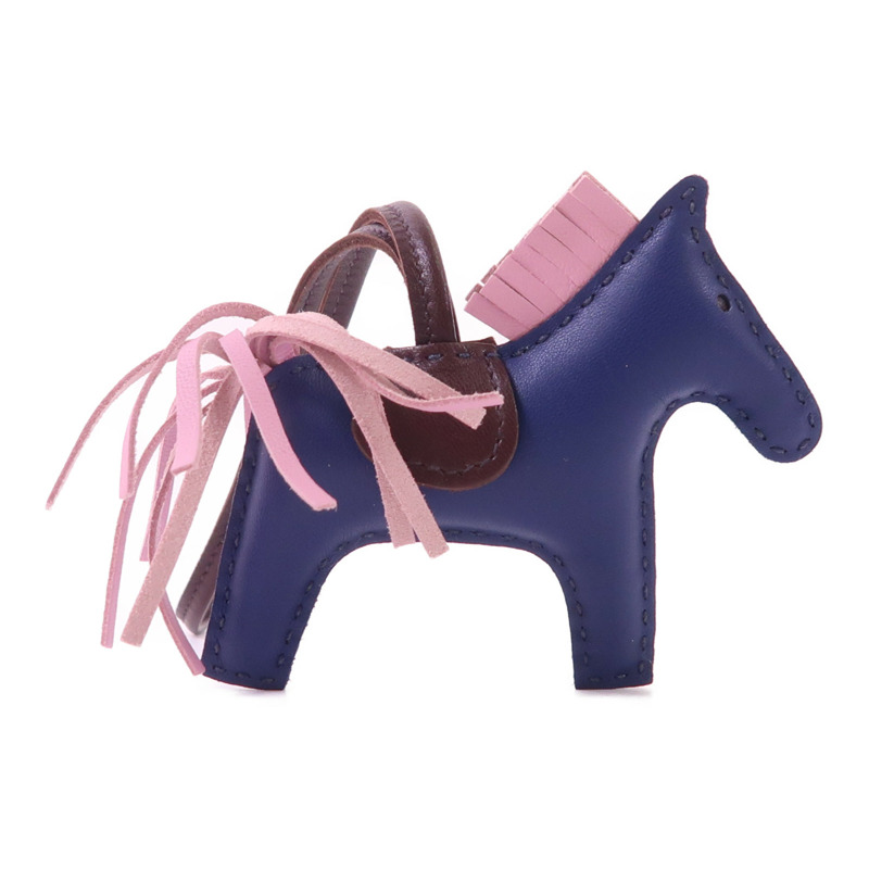 HERMES Milo皮革Rodeo PM掛飾Bleu Navy/Mauve Sylvestre-1
