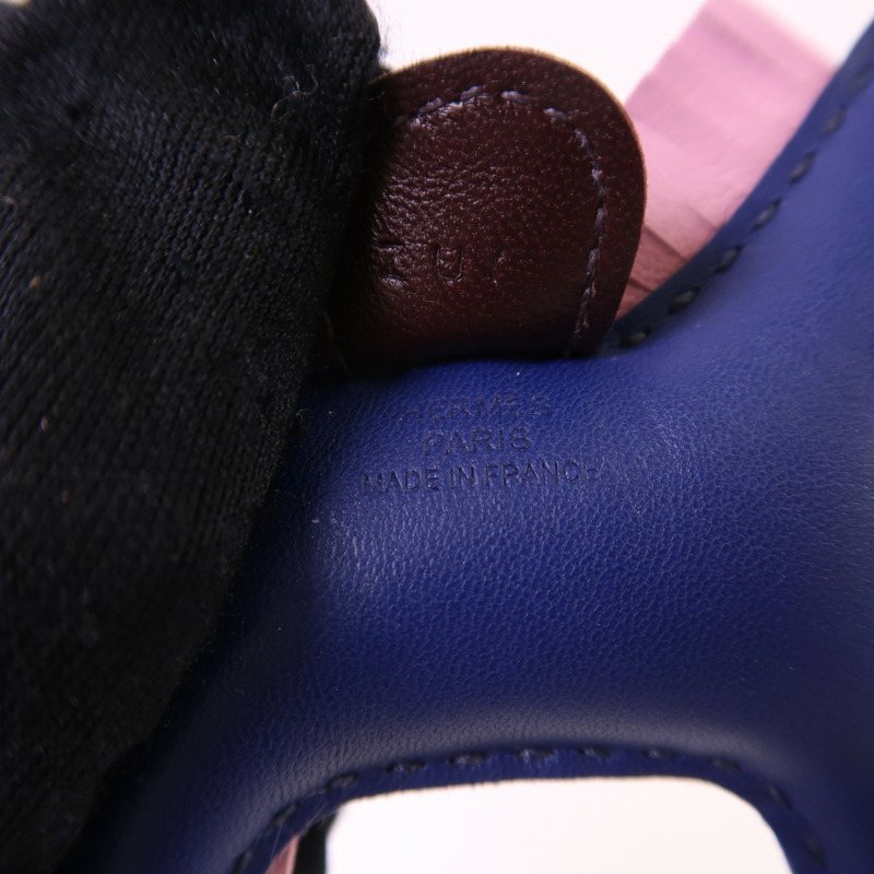 HERMES Milo皮革Rodeo PM掛飾Bleu Navy/Mauve Sylvestre-4