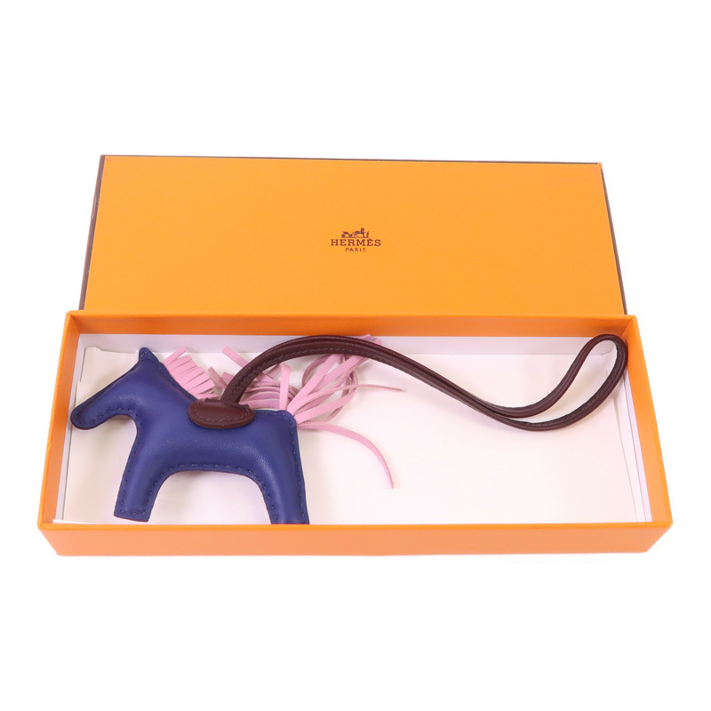 HERMES Milo皮革Rodeo PM掛飾Bleu Navy/Mauve Sylvestre-6