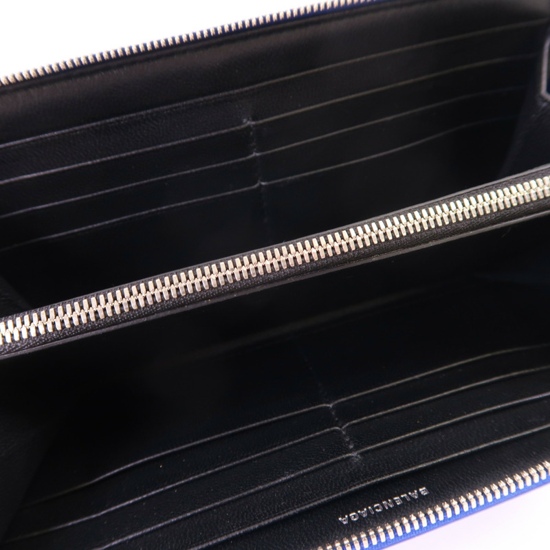 BALENCIAGA 牛皮皮革Zipper Long Wallet銀扣長錢包-4