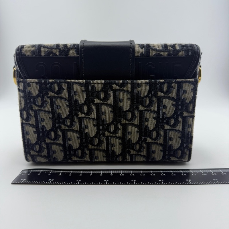 迪奧老花刺繡金扣蒙田單肩斜挎盒子包-1