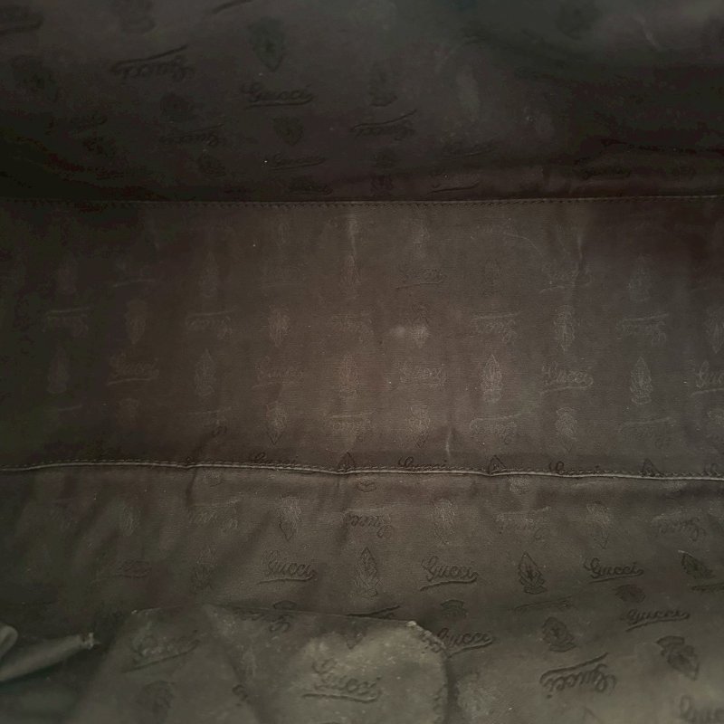 GUCCI 咖色緹花米白邊超大容量 肩背包 購物包-6