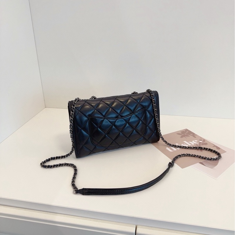 【98新🆕】Chanel 黑銀 CF季節款 菱格 鏈條⛓️單肩 斜挎包-1