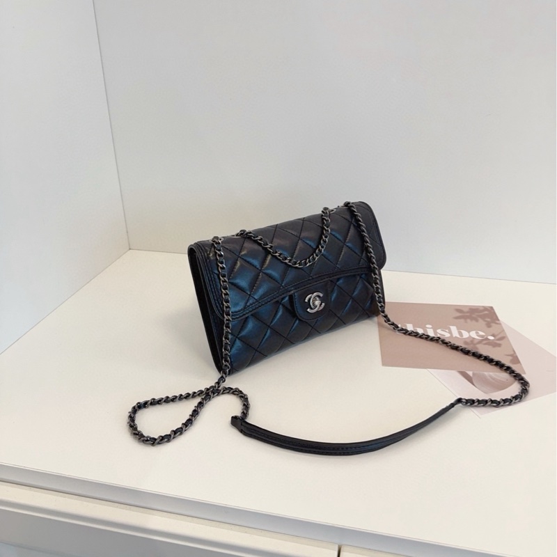 【98新🆕】Chanel 黑銀 CF季節款 菱格 鏈條⛓️單肩 斜挎包-2