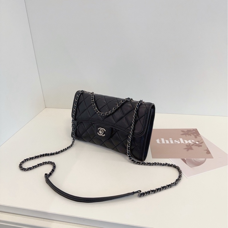 【98新🆕】Chanel 黑銀 CF季節款 菱格 鏈條⛓️單肩 斜挎包-3
