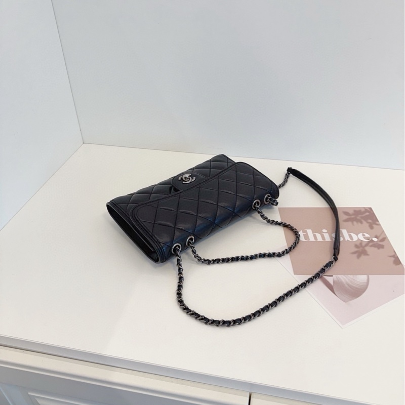 【98新🆕】Chanel 黑銀 CF季節款 菱格 鏈條⛓️單肩 斜挎包-6