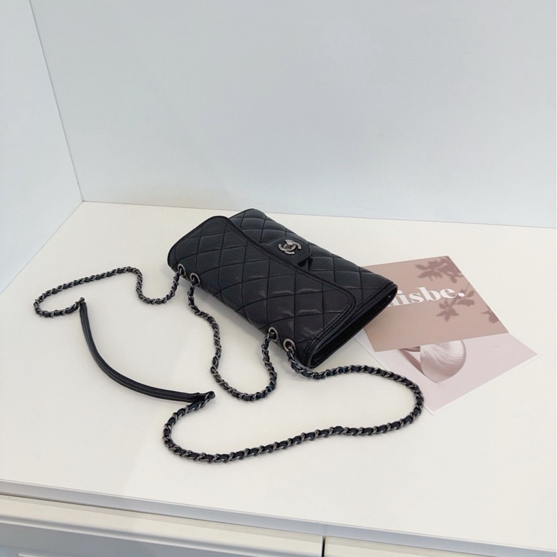 【98新🆕】Chanel 黑銀 CF季節款 菱格 鏈條⛓️單肩 斜挎包-7