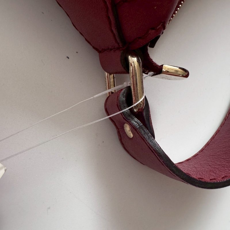 GUCCI 紅色緹花抓皺單肩包-6