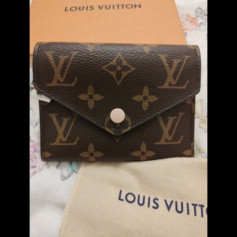 LOUIS VUITTON老花 三折短夾內皮革粉紅色（二手）