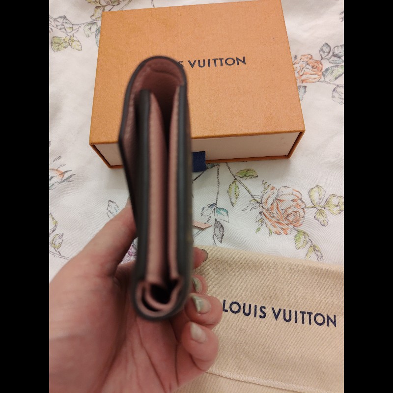 LOUIS VUITTON老花 三折短夾內皮革粉紅色(二手)-3