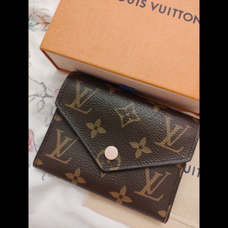 LOUIS VUITTON老花 三折短夾內皮革粉紅色(二手)-5