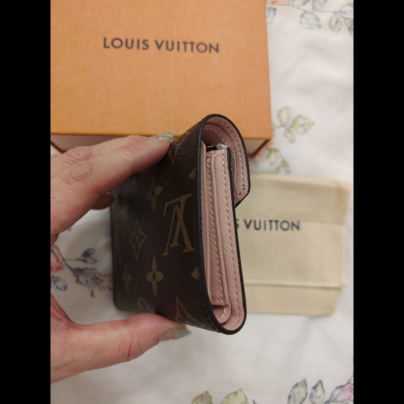 LOUIS VUITTON老花 三折短夾內皮革粉紅色(二手)-7