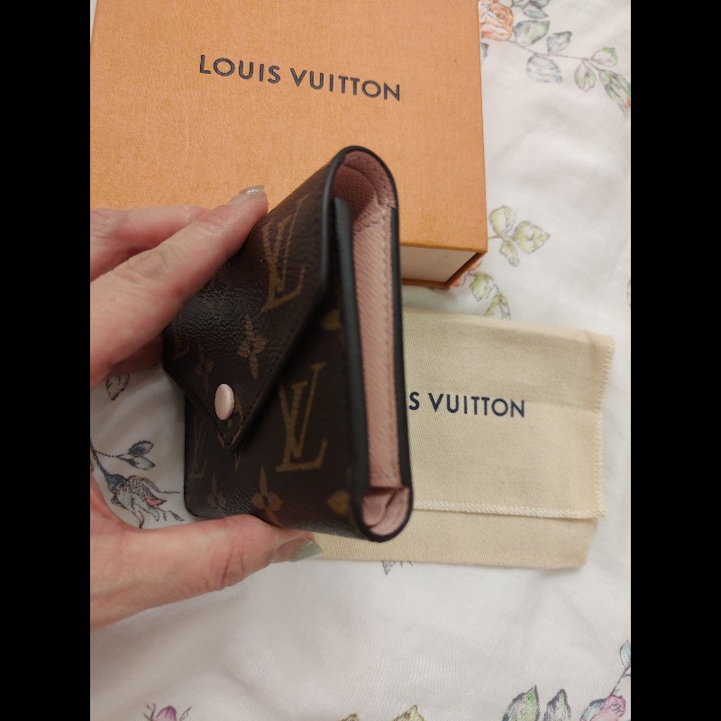 LOUIS VUITTON老花 三折短夾內皮革粉紅色(二手)-8