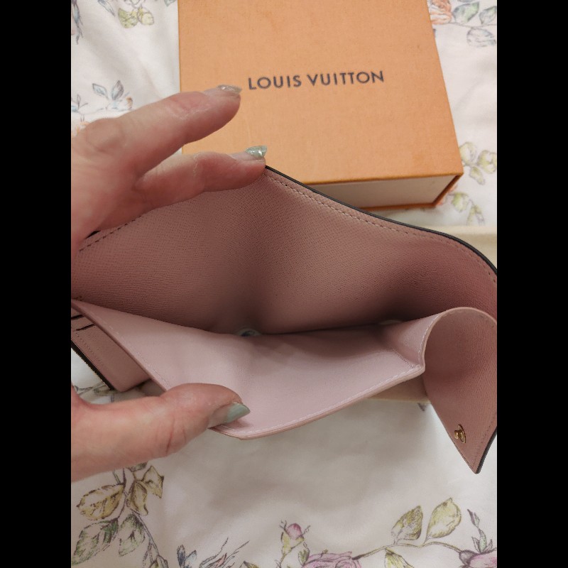 LOUIS VUITTON老花 三折短夾內皮革粉紅色(二手)-9